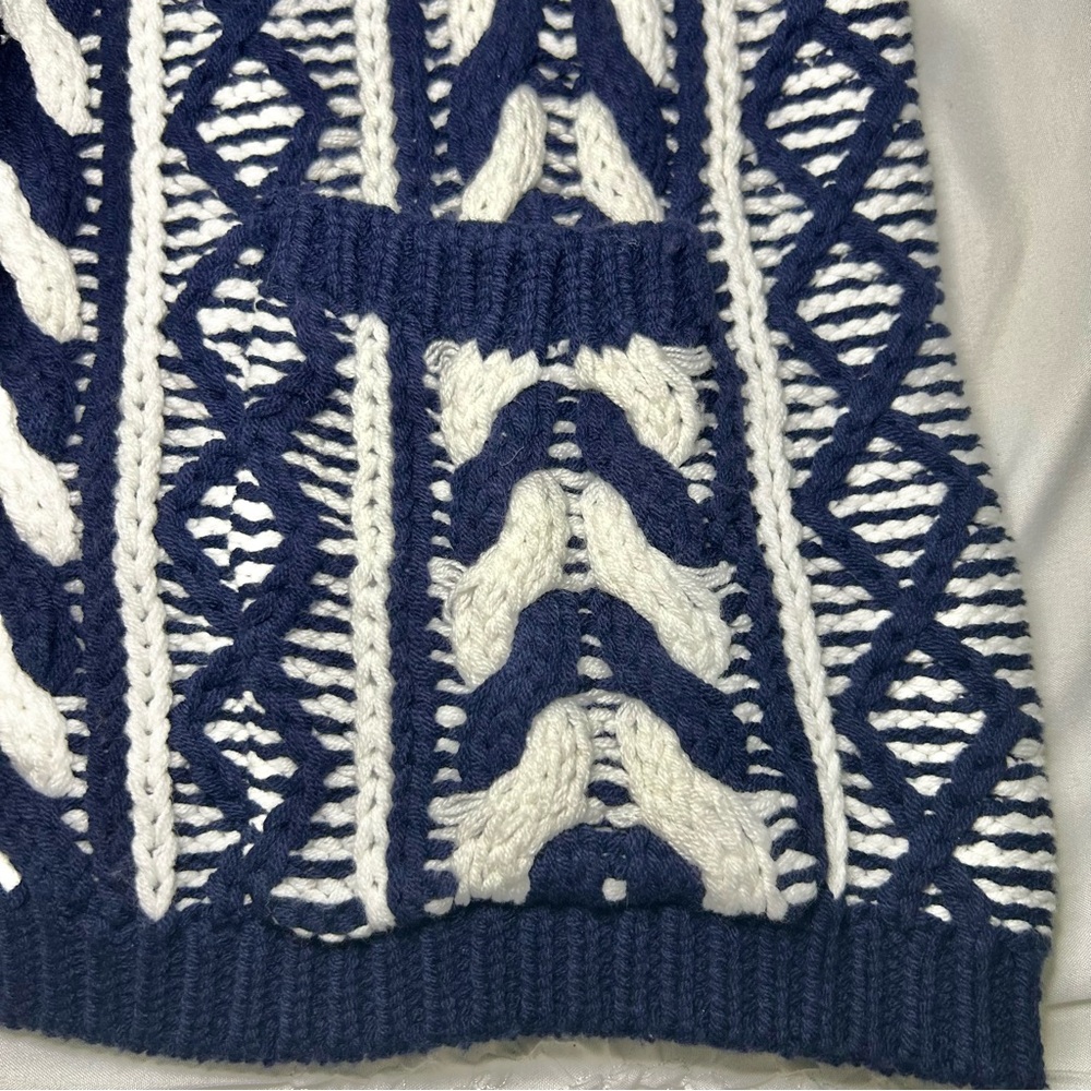 NWOT Martha Stewart Navy & White Preppy Gold Button Cardigan Sweater Size Medium - Picture 15 of 16